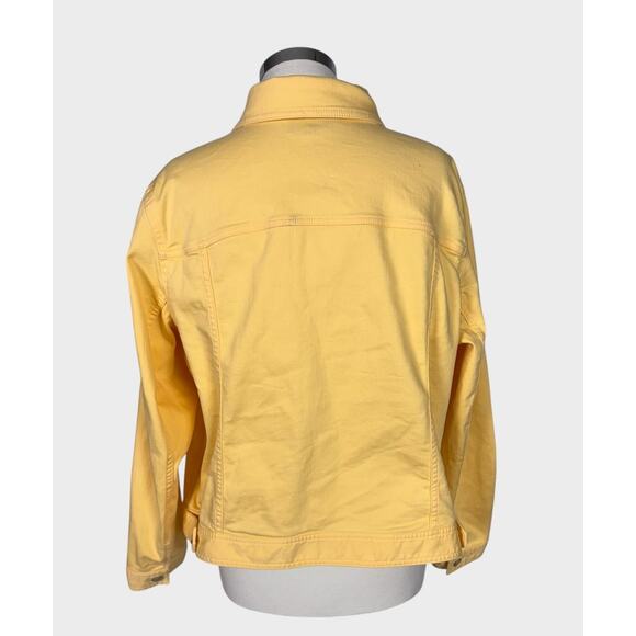 Talbots Plus Size 1X Yellow Button Front Denim Jean Jacket with Stretch - Picture 4 of 8